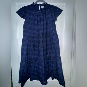Crown & Ivy Blue Pleated Sundress with Flutter Cap Sleeves